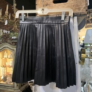 Lulu's Black A-Line Pleated Vegan Leather Mini Skirt